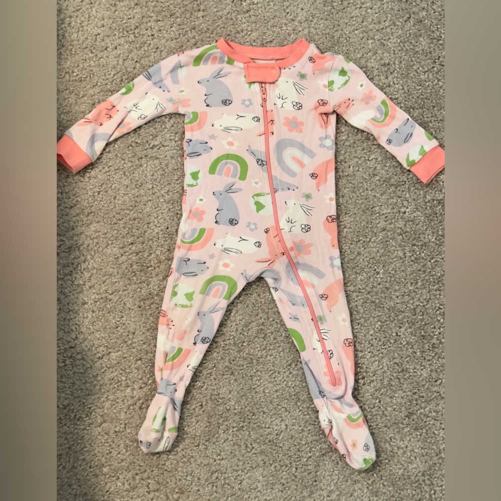 Tucker + Tate light pink bunnies baby footed pajama